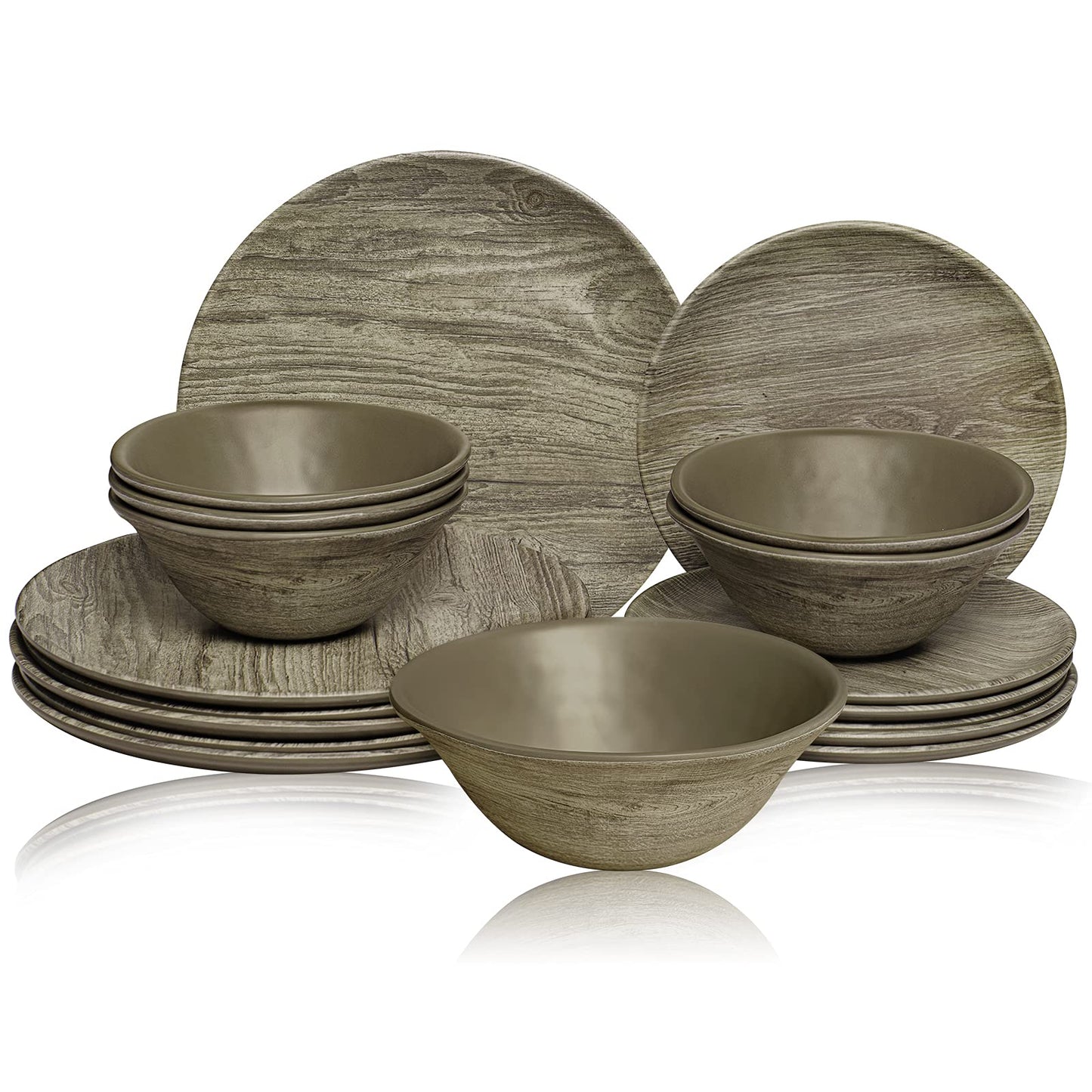 Dinnerware Collection, Greyish Wood Grain