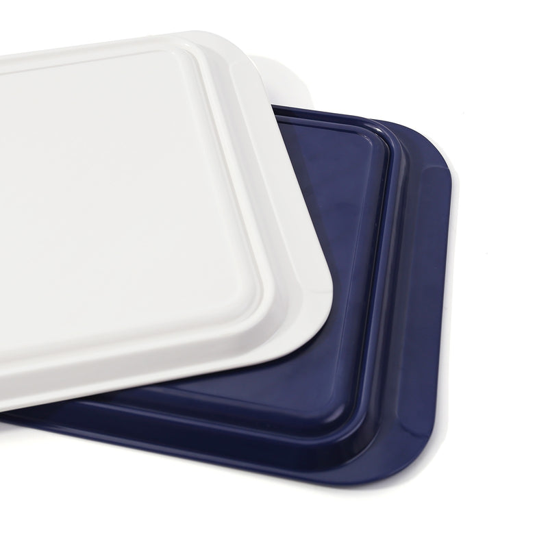 17" Serving Trays, Set of 2, Blue and White