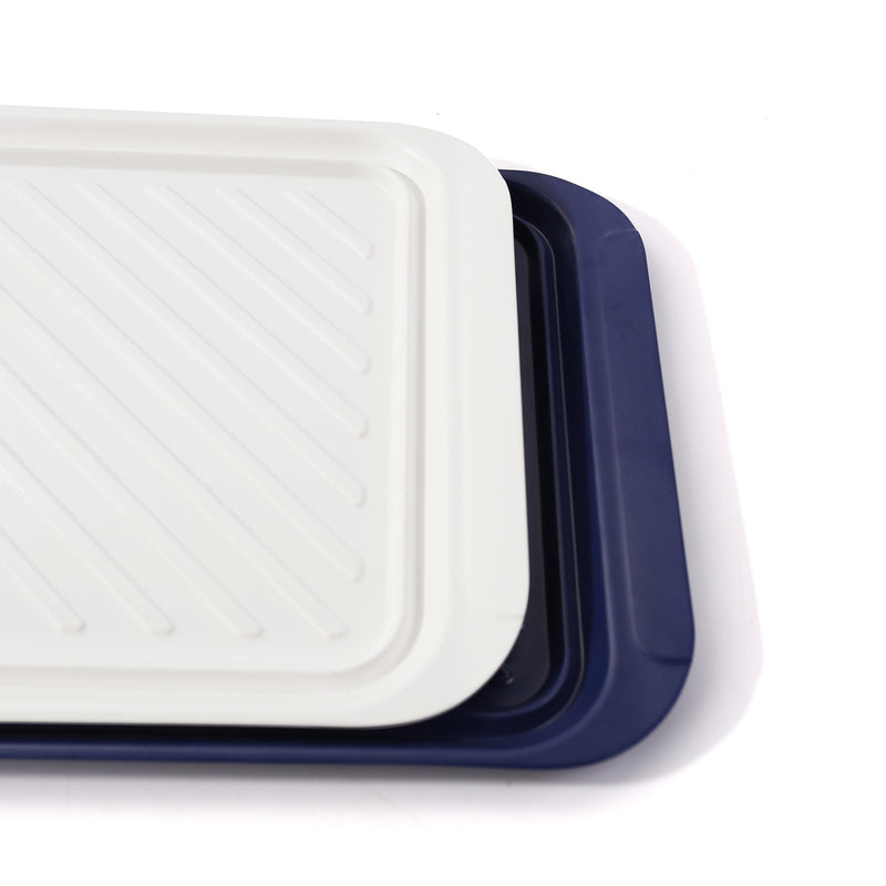 17" Serving Trays, Set of 2, Blue and White