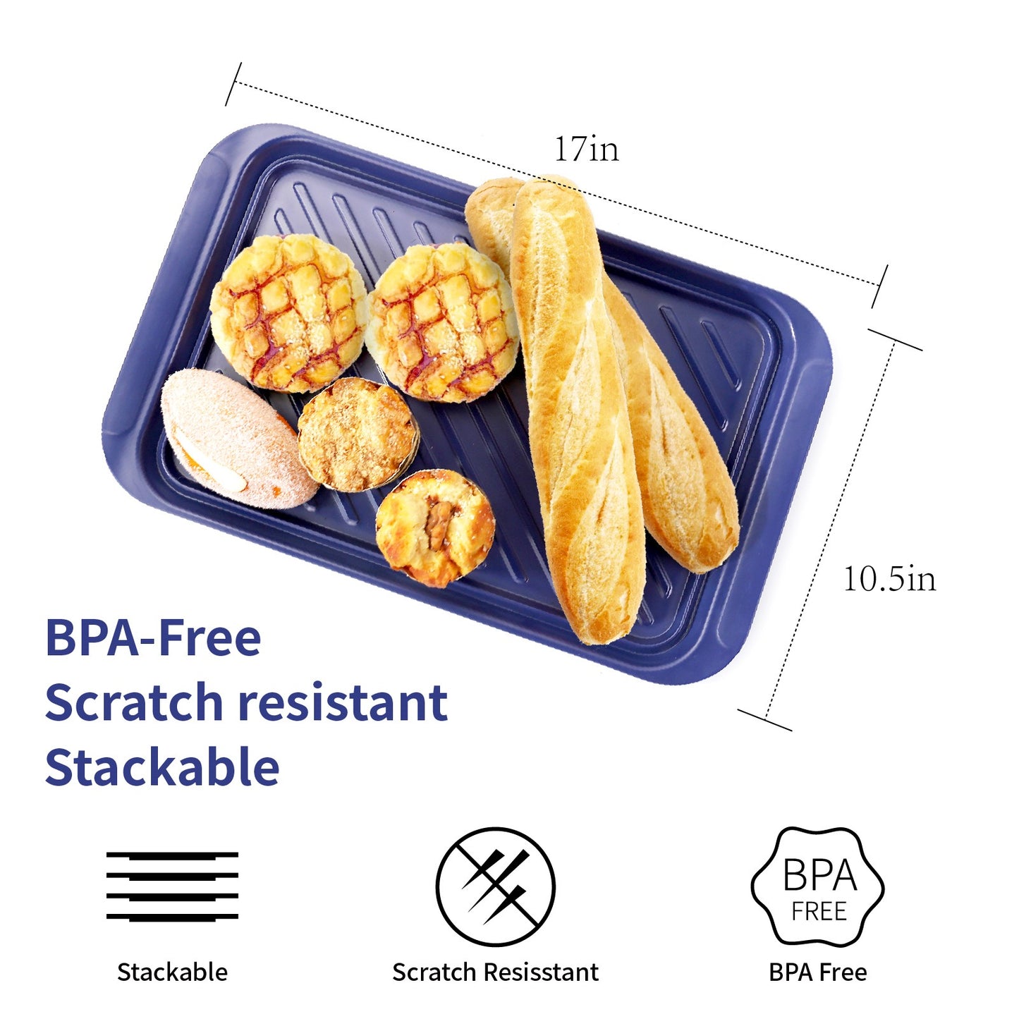 17" Serving Trays, Set of 2, Blue and White