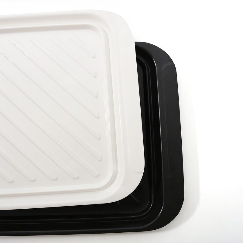 17" Serving Trays, Set of 2, Black and White