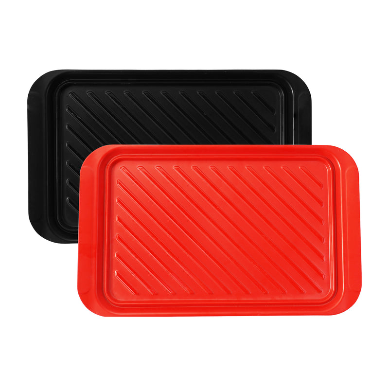 17" Serving Trays, Set of 2, Black and White