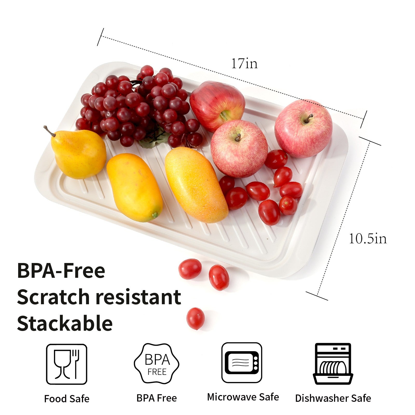 17" Serving Trays, Set of 2, Black and White