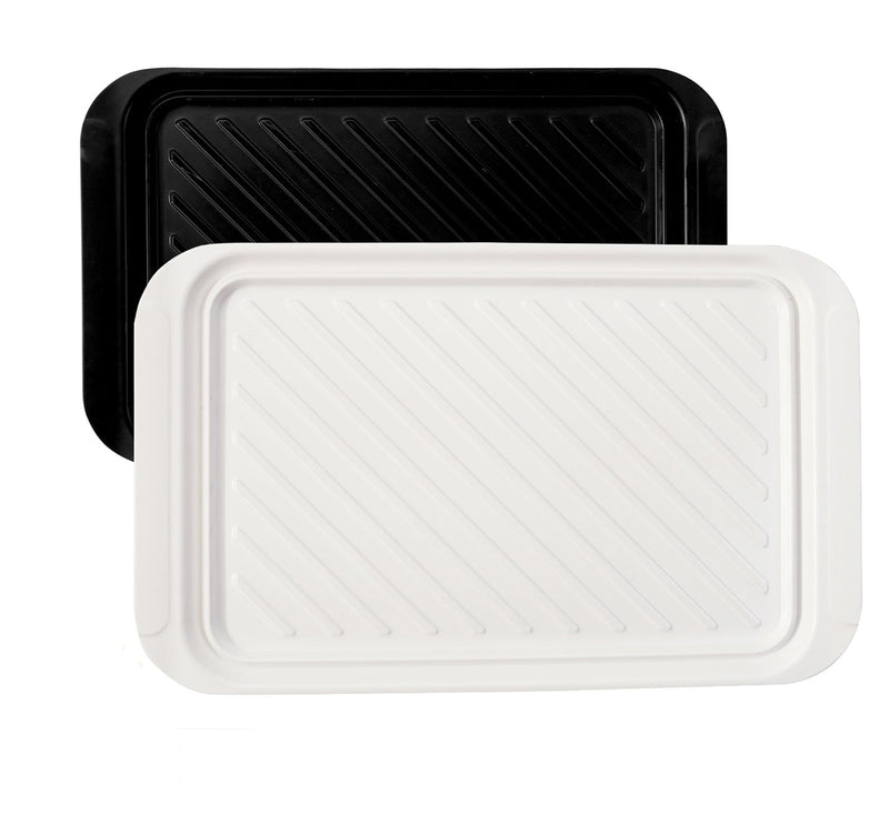 17" Serving Trays, Set of 2, Black and White