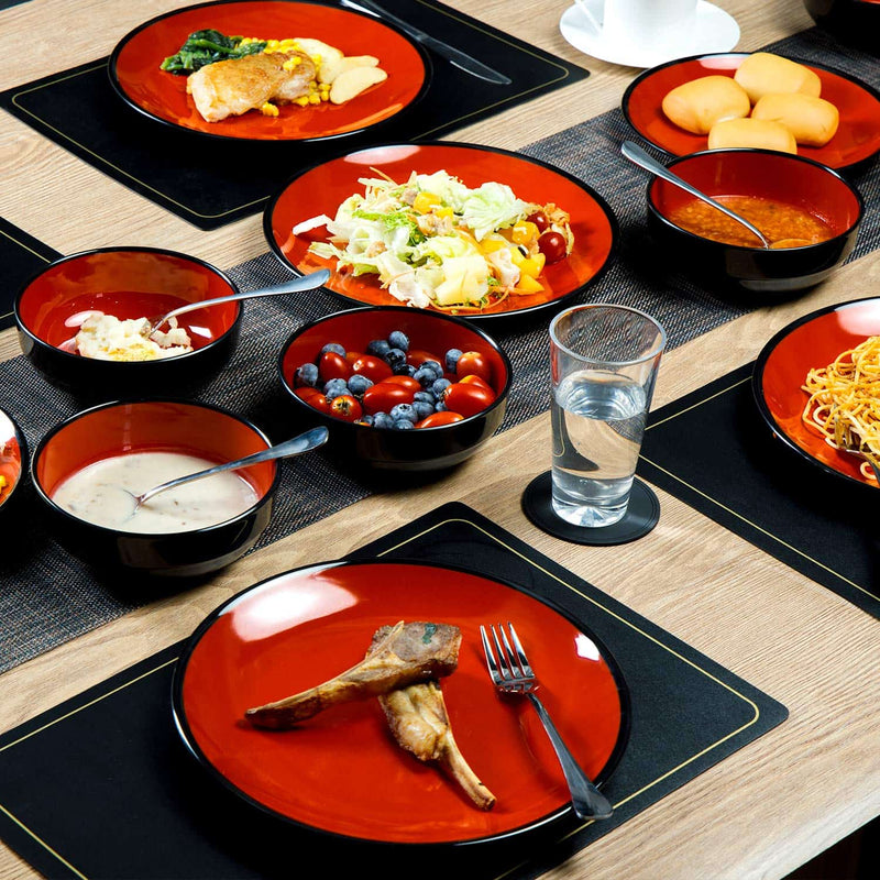 Dinnerware Collection, Black and Red