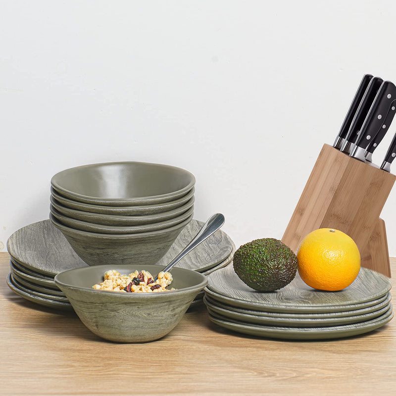 Dinnerware Collection, Greyish Wood Grain