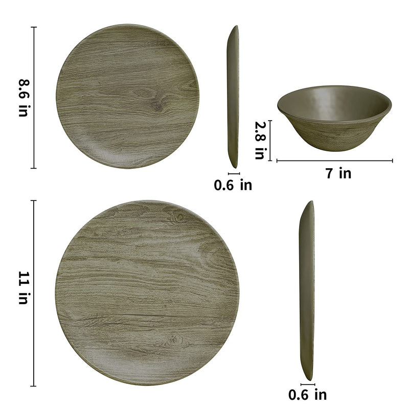 Dinnerware Collection, Greyish Wood Grain