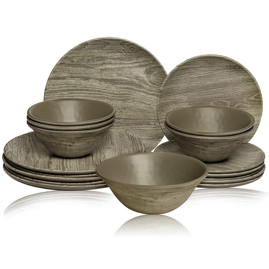 Dinnerware Collection, Greyish Wood Grain